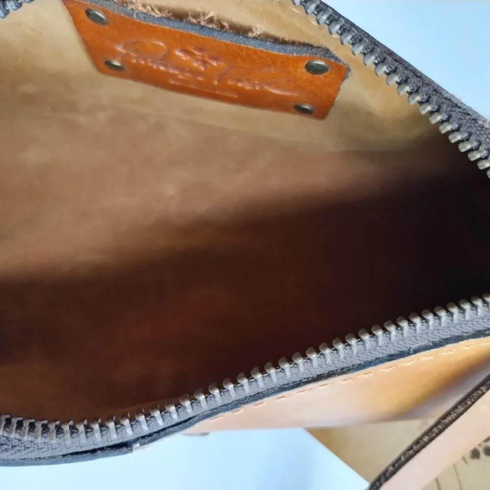 Patricia Nash Isla Oblong Case Riot Rust Leather Pencil Cosmetic Bag NWT - Picture 6 of 16